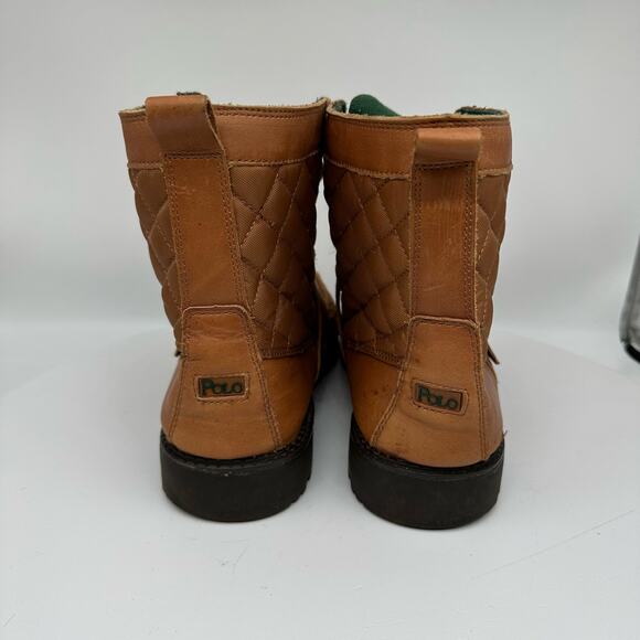 Polo By Ralph Lauren Ranger Tumbled Leather and Quilted Brown Ankle Boot Mens 6 - Picture 10 of 16
